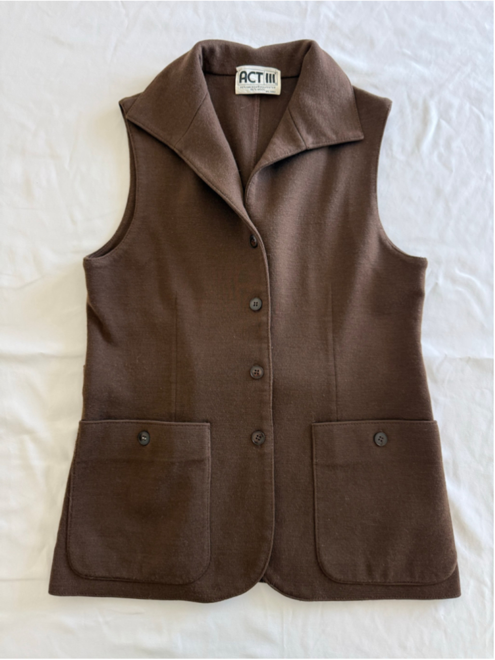 Women's Vintage Act III Brown Button-Front Vest - Picture 2 of 7
